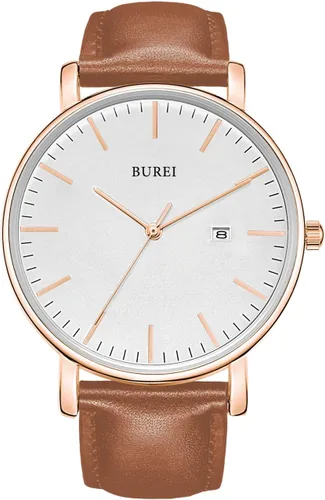 Vista 17 de BUREI Relojes de pulsera para hombre, relojes minimalistas de moda, analógicos de cuarzo, impermeables para hombres