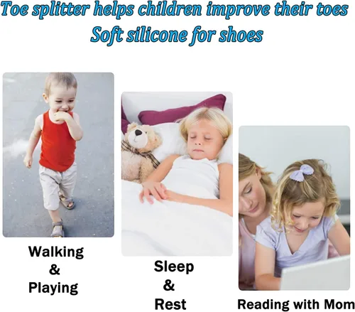 Vista 5 de 3 pares de separadores de dedos de gel para niños (de 3 a 6 años), corrector de juanetes de silicona para niños, enderezador de pies, estirador