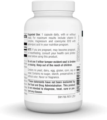 Vista 4 de Source Naturals Ácido alfa lipoico 300 mg - 120 Cápsulas