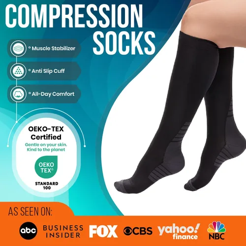 Vista 3 de Compression Socks for Women & Men 20-30 mmHg – Circulation Support for Nurses, Travel, Flight, Running & Everyday Wear