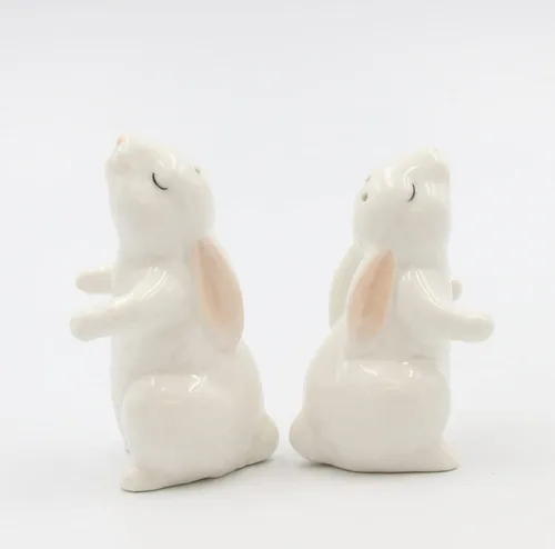 Vista 3 de Cosmos Gifts 21011 Hugging Rabbits Salero y pimentero Blanco