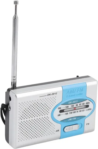 Vista 4 de Radio portátil, radio transistor de bolsillo AM FM con altavoz y conector para auriculares, para viajes al aire libre y uso doméstico (azul plateado)