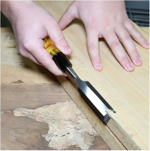 Vista 7 de GreatNeck - Cincel de madera de 1/4 de pulgada para carpintería y carpintería, hoja de 5 pulgadas, acero de alto carbono, mango de acetato de tapa