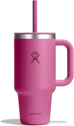 Vista 66 de Hydro Flask Vaso de Viaje con Asa, Tapa y Pajita - Acero Inoxidable Aislado en 24 Oz Aloe