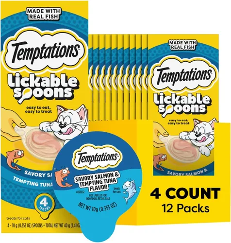 Vista 21 de Temptations Lickable Spoons - Golosinas húmedas para gatos, pollo y queso