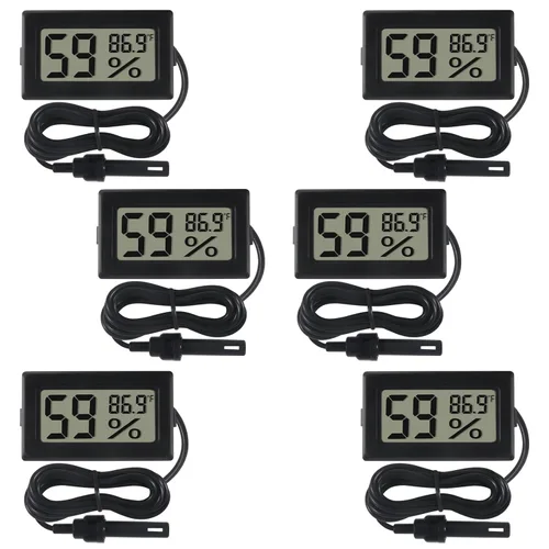 Vista 8 de Paquete de 2 mini termómetro digital higrómetro con sonda de temperatura interior medidor de humedad medidor LCD Fahrenheit pantalla higrómetro 2