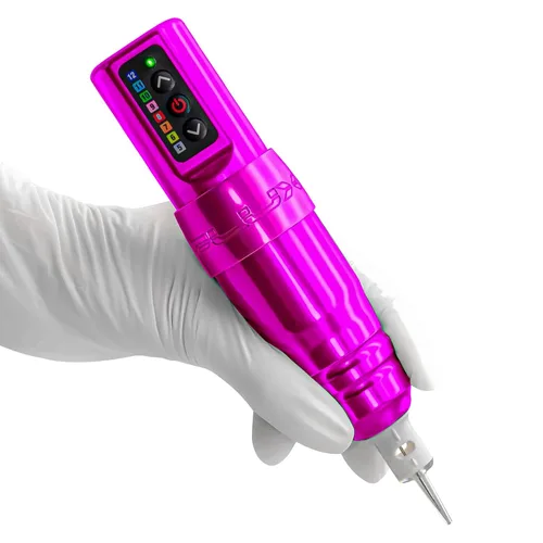 Vista 5 de Microbeau - Máquina de tatuaje inalámbrica Flux S con 2 PowerBolts 0.157 in Stroke - Bubblegum - Bolígrafo de tatuaje cosmético para aplicación