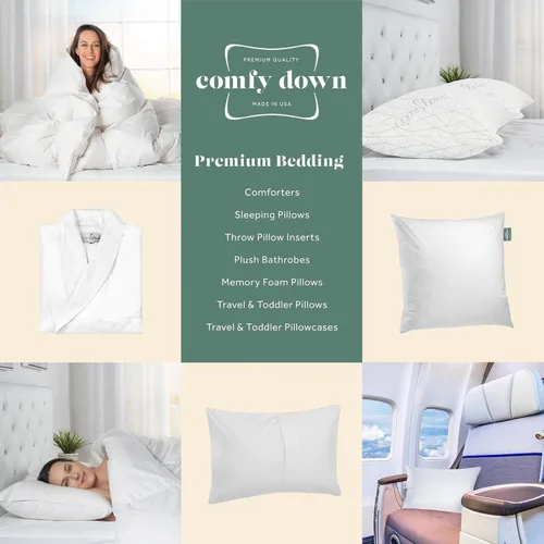Vista 8 de ComfyDown Almohada de cama ComfyDream de mezcla de plumas 50/50 para dormir, funda de algodón egipcio, fabricada en Estados Unidos