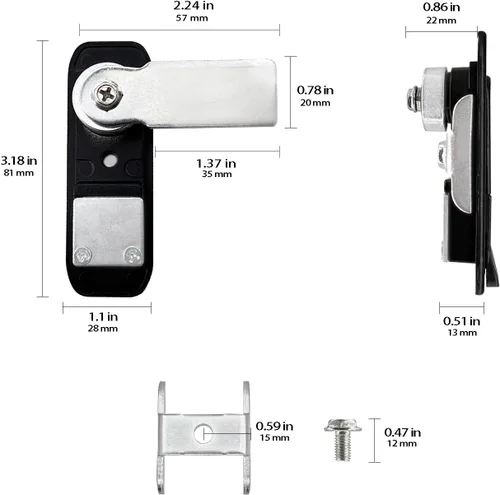 Vista 5 de Cerradura emergente de panel de gabinete eléctrico con botón para puerta, color negro con llaves (negro, llaves)