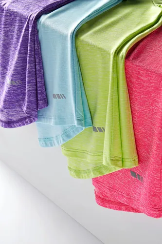 Vista 6 de Paquete de 4 camisetas atléticas para niñas jóvenes, camisetas de manga corta Dry Fit, ropa deportiva para niños y adolescentes