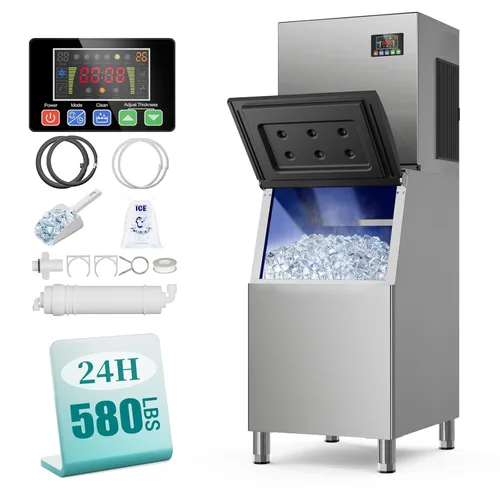Vista 14 de Mojgar Máquina comercial del fabricante de hielo de 700LBS/24H con el Plateado