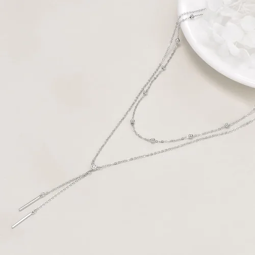 Vista 2 de Lariat - Collar en capas de plata de ley 925, gargantilla en capas en Y, joyería de Navidad, regalos para mujer