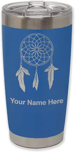 Vista 28 de LaserGram Vaso aislado al vacío de 20 onzas, atrapasueños, grabado personalizado incluido (negro) Engraved Gift, Vacuum Insulated Stainless Steel