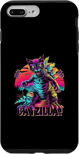 Vista 9 de iPhone 15 Streetwear Synthwave 80s 90s Catzilla Cat Japanese teen Case
