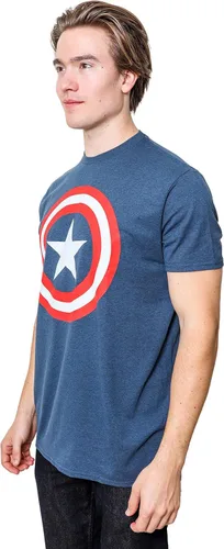 Vista 5 de Marvel Camiseta para hombre con logotipo de escudo desgastado del Capitán