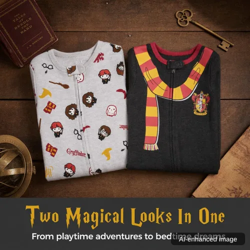 Vista 8 de Harry Potter Paquete de 2 overoles con cremallera para bebé recién nacido a bebé Gris