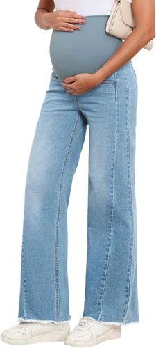 Vista 11 de BLENCOT Jeans de maternidad para mujer, pierna recta, elásticos, rasgados, para embarazo, jeans de novio