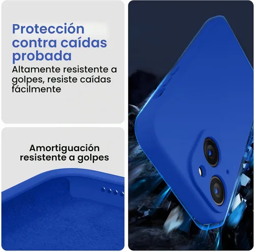 Vista 4 de FireNova Funda diseñada para iPhone 14, funda de silicona mejorada [protección de cámara] con [2 protectores de pantalla], forro interior de Azul