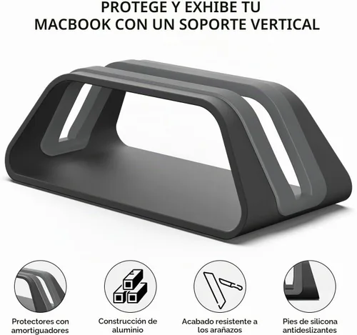 Vista 2 de HumanCentric Soporte vertical para laptop compatible con MacBook Pro y MacBook Air, soporte para escritorio de computadora personal, aluminio, Negro