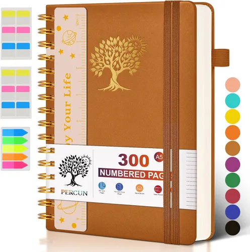 Vista 15 de Cuaderno grande en espiral para mujeres y hombres, 300 páginas rayadas numeradas, con rayas universitarias, cuaderno encuadernado en espiral de tapa