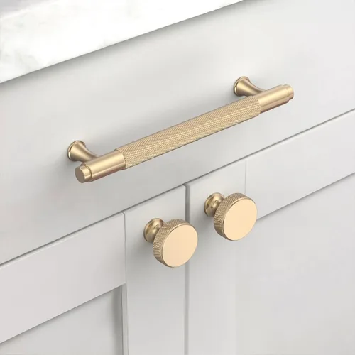 Vista 2 de Paquete de 10 tiradores dorados de 5 pulgadas (128 mm) para armarios con estrías, tiradores para cajones de cocina, herrajes para armarios