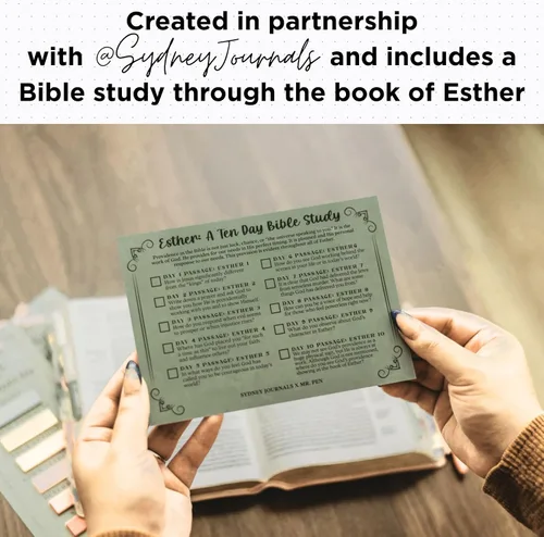 Vista 6 de Esther Bible Journaling Kit, Loaded Bible journaling Supplies, Highlighters, Pens, Vellum Bible Tabs, Sticky Notes, Sticker Sheets, Fineliner