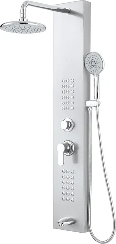 Vista 11 de ROVOGO Sistema de torre de panel de ducha con cabezal de ducha ajustable Cepillado - Brazo de ducha ajustable