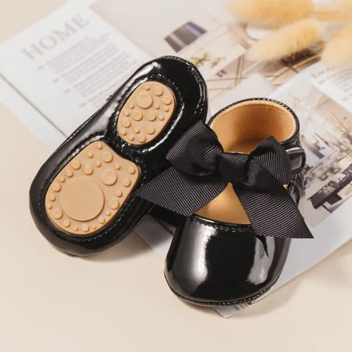 Vista 3 de ohsofy Zapatos planos antideslizantes con lazo para niñas y bebés, zapatos de vestir para boda, zapatos de cuna para bebés y niñas pequeñas