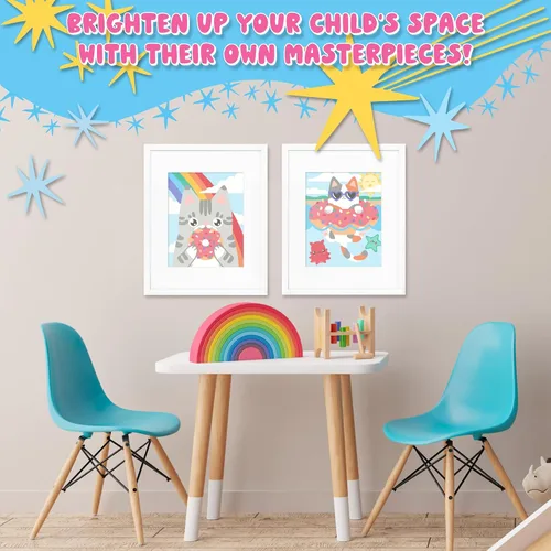 Vista 5 de Astrakuma Studio Pintura por números para niños de 8 a 12 años – Kits de pintura de donas de gato por números con tableros de lienzo predibujados