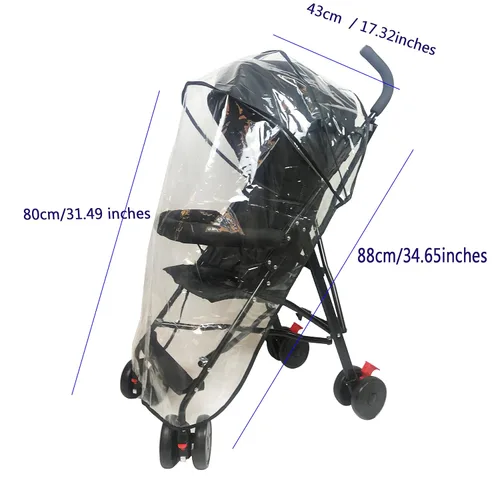 Vista 2 de Funda de lluvia para cochecito de bebé, para cochecito de bebé, cochecito de viaje ligero, resistente al viento, impermeable, accesorios compactos