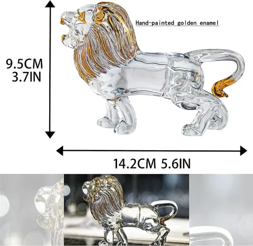 Vista 3 de YU FENG Caja de baratijas de cisne con bisagras y figura de león de cristal coleccionable