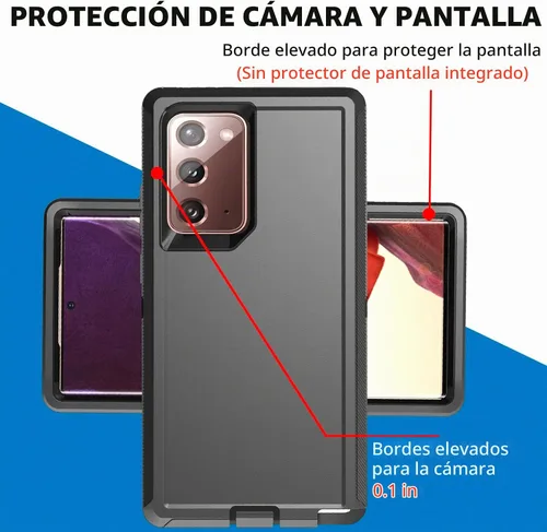 Vista 4 de Funda Anloes para Samsung Galaxy Note 20 5G, funda para teléfono resistente, a prueba de golpes y polvo, 3 en 1 con protector de goma