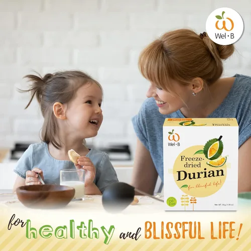 Vista 5 de Wel-B Bocadillos de frutas liofilizadas, Durian fresco liofilizado a una textura crujiente mientras conserva el sabor natural y la nutrición