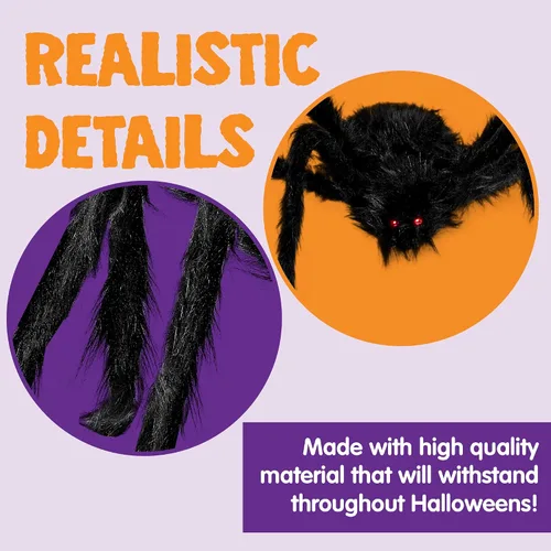 Vista 4 de JOYIN Paquete de 2 decoraciones de araña de Halloween de 4 pies para exteriores, arañas gigantes grandes aterradoras con patas ajustables