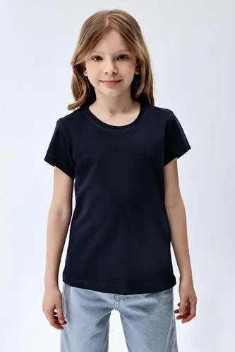 Vista 3 de Brix Camisetas de cuello redondo para niñas, camisetas de algodón de manga corta.