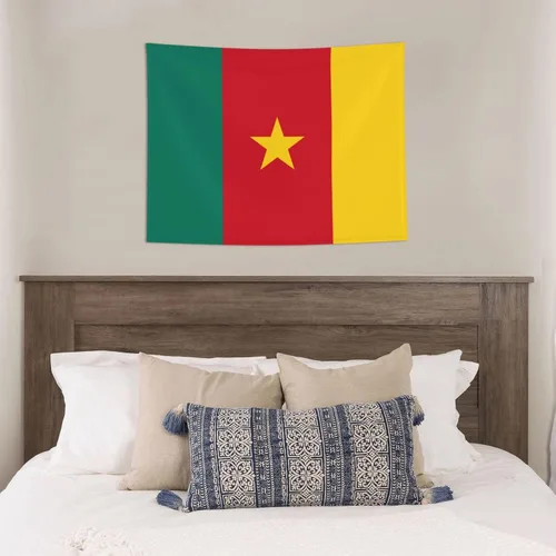 Vista 5 de Rqwaaed Tapiz de bandera de Camerún adorna perfectamente la pared de 29 x 37 pulgadas