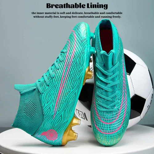 Vista 3 de Maylrvjv Zapatos de fútbol para hombre, botas de fútbol para niños grandes, transpirables, ligeros, para exteriores, interiores, profesionales