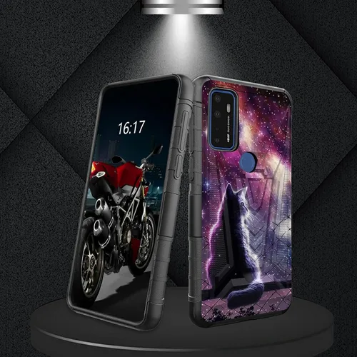 Vista 55 de Funda para AT&T Maestro Max 2021/Cricket Ovation 2 con protector de pantalla de vidrio templado, funda resistente con función atril integrada