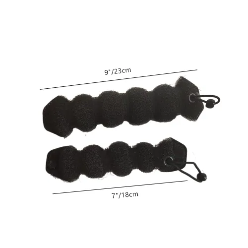 Vista 2 de Bun Maker - Estilizadores de cabello de espuma para mujer, 2 unidades (1 grande, 1 pequeña), negro, accesorios de material de esponja