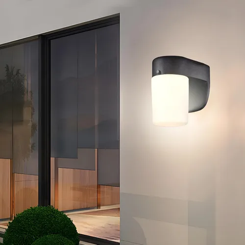 Vista 6 de 6106700 - Lámpara de pared LED regulable con sensor de atardecer a amanecer, acabado negro con vidrio de ópalo esmerilado