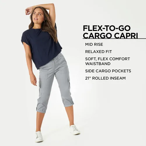 Vista 6 de Lee Pantalón capri tipo cargo flexible para mujer, talla grande, ultra lux, cómodo