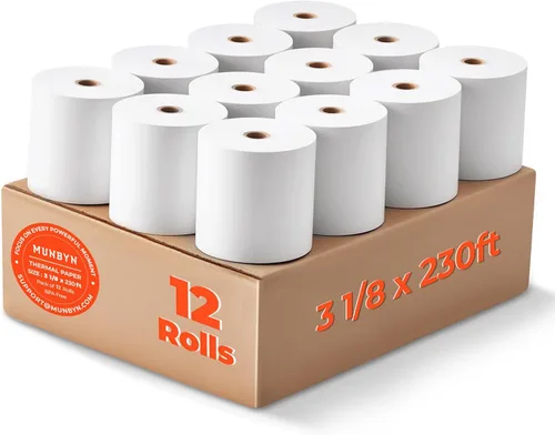 Vista 12 de MUNBYN 2 1/4" x 50' Papel Térmico para Recibos (5 Rollos), Papel de Recibo de 58mm Libre de BPA Se Adapta a Todas las Mini Impresoras Térmicas POS