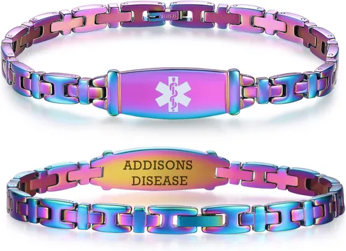 Vista 85 de LinnaLove Lady Medical Alert - Pulseras médicas de acero inoxidable para mujer, 7.5 pulgadas