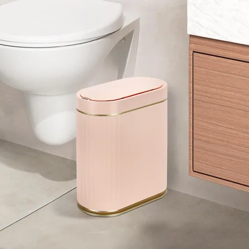 Vista 11 de ELPHECO Cubo de Basura para Baño de 2 Galones Cubo de Basura Inteligente de Plástico Impermeable Cesta de Basura Decoración de Baño Cubo de Basura