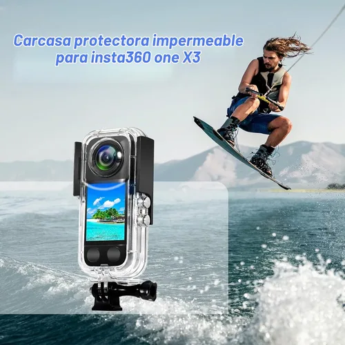 Vista 7 de Funda impermeable para cámara de acción Insta 360 one X3, carcasa protectora de buceo subacuático 40M con accesorios de soporte