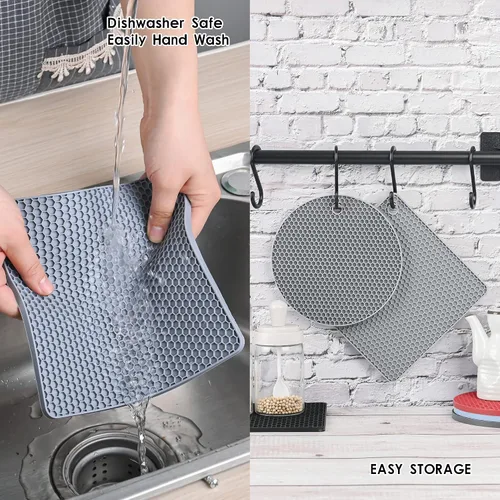 Vista 5 de Salvamanteles de silicona para platos calientes, soportes de silicona para ollas de cocina, salvamanteles para cocina, salvamanteles para ollas
