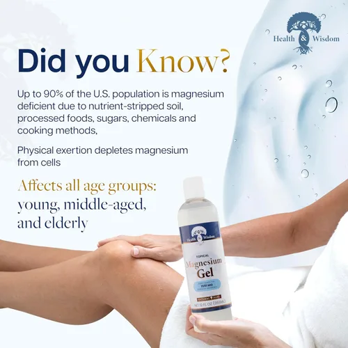 Vista 5 de Health and Wisdom Gel de magnesio puro con extracto de algas marinas, alivio tópico muscular y articular, hidratante natural y pura para la piel