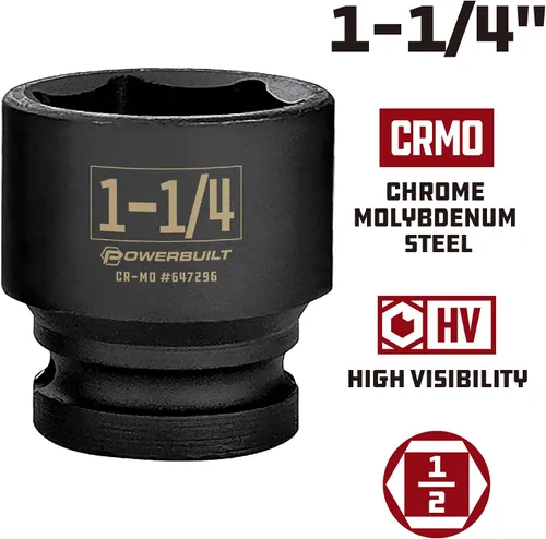 Vista 2 de Powerbuilt 647296 - Toma de impacto de 6 puntos de 1/2 pulgada x 1-1/4 pulgadas