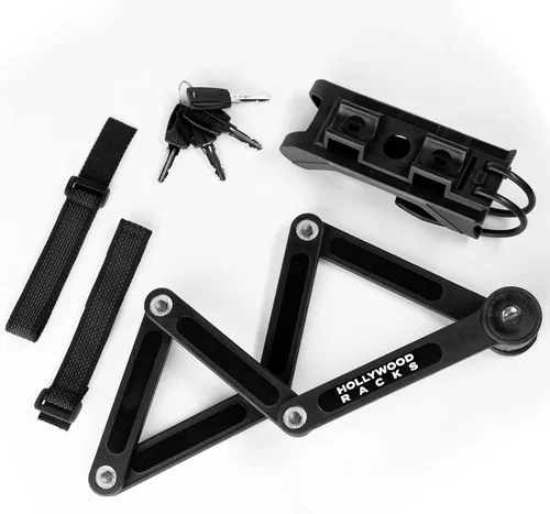 Vista 7 de Hollywood Racks Cerradura plegable antirrobo para bicicleta, negro, cerradura de llave, compacta, ligera