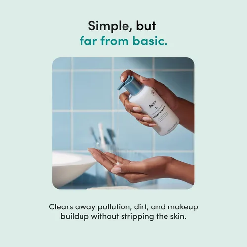 Vista 4 de Hers Clear Waters Limpiador facial – Ácido hialurónico, escualano y extracto de té verde – Lavado facial hidratante para todo tipo de piel – pH